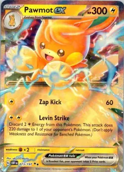 Pawmot ex 073/197 S&V Obsidian Flames Double Rare Pokemon TCG NM (SKU 1-4) - Image 1