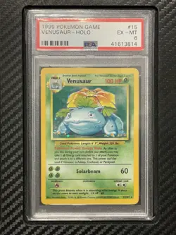1999 PSA 6 Venusaur #15 Holo Rare WOTC Pokemon Game Base Set Unlimited - Image 1