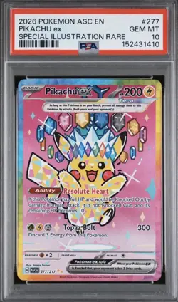 Pikachu Ex 277 Pokemon Ascended Heroes SIR PSA 10 - Image 1
