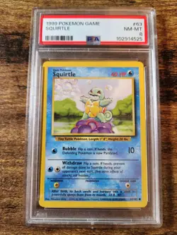 1999 Pokemon Base Set TCG Squirtle PSA 8 NM-Mint 63/102 - Image 1