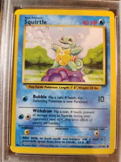 1999 Pokemon Base Set TCG Squirtle PSA 8 NM-Mint 63/102 - Image 2