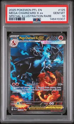 2025 POKEMON PFL EN-PHANTASMAL FLAMES #125 MEGA CHARIZARD X EX PSA 10 - Image 1