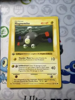 Pokemon Magnemite Base Set Shadowless 53/102 Common 1st Edition MP - Image 1