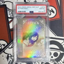 Bandai 2024 Union Arena Attack on Titan JP Action Point AP05 Holo PSA 10 - Image 1