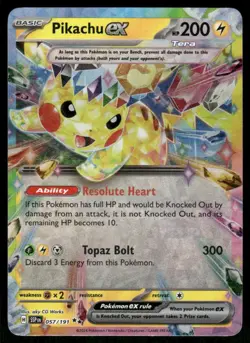 Pokemon Cards Pikachu ex 057/191 Surging Sparks Double Rare NM *2 - Image 1