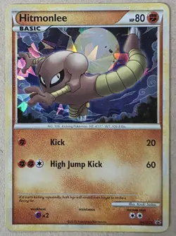 HP Hitmonlee HGSS25 Black Star Promo Cracked Ice Holo Pokemon Card - Image 1