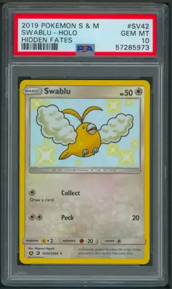 Pokemon Sun And Moon Hidden Fates Shiny Swablu Holo SV42/SV94 PSA 10 - Image 1