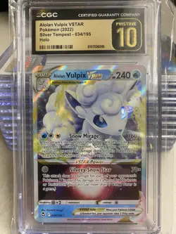 Pokemon Alolan Vulpix VSTAR Silver Tempest 034/195 Holo CGC Pristine 10 - Image 1