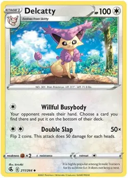 x4 Delcatty - 211/264 - Uncommon - Reverse Holo Pokemon SS08 Fusion Strike M/NM - Image 1