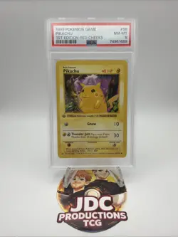 Pokemon Pikachu Red Cheeks #58 Base Set Shadowless 1st Edition PSA 8 NM-MT - Image 1
