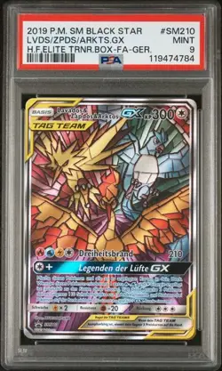 2019 Pokemon Moltres Zapdos & Articuno German Black Star Promo #SM210 PSA 9 - Image 1