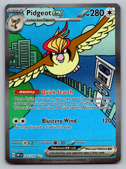 Pidgeot ex Pokemon Obsidian Flames 225/197 Full Art Special Illustration Rare NM - Image 1