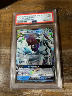 POKEMON 2017 Sun Moon Guardians Rising ALOLAN NINETALES GX #22 PSA 9 RARE - Image 1