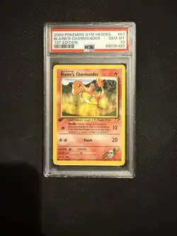 PSA 10 2000 Pokemon Gym Heroes BLAINE'S CHARMANDER 1st EDITION #61 GEM MINT - Image 1