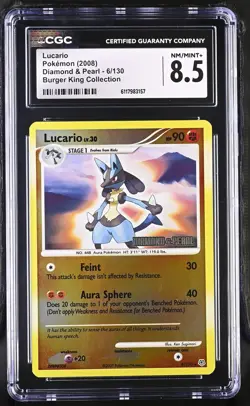 CGC 8.5 Lucario Diamond & Pearl Reverse Holo 6/130 Burger King Stamped Pokemon - Image 1