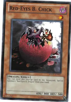 Red-Eyes B. Chick SDDC-EN007 Unlimited DAMAGED Yu-Gi-Oh DNA GAMES - Image 1