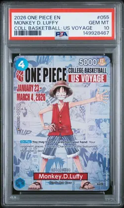 2026 ONE PIECE PROMOS COLLEGE BASKETBALL : US VOYAGE MONKEY D. LUFFY PSA 10 - Image 1