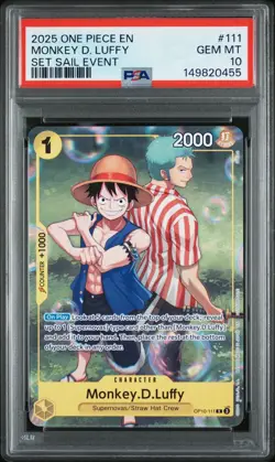 One Piece Monkey D Luffy OP10-111 Learn Together Set Sail Event Promo PSA 10 - Image 1