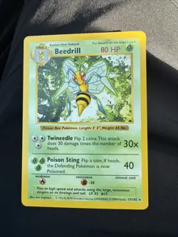 Beedrill Pokemon TCG Base Set Rare Shadowless Card 17/102 - Image 1