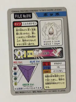 Pidgey Carddass 1997 Vintage Pokemon Pocket Monsters Vending Card - Image 2