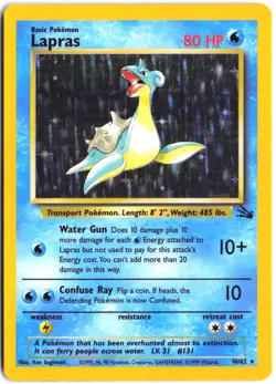 Lapras 10/62 Holo Rare Fossil Pokemon Unlimited Holo - Image 1