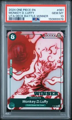 One Piece Monkey D Luffy Starter Deck 11: Uta Deck Battle Winner PR P-061 PSA 10 - Image 1