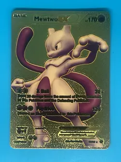 Pokemon Gold Foil Fan Art Card Mewtwo EX X Ball - Image 1