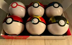 6x EMPTY Pokemon PokeBall Tins + Display Case - Image 2