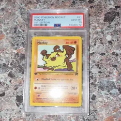 Pokemon 2000 Rocket Mankey 1st Edition PSA 10 61/82 English TCG - Image 1
