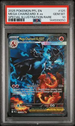 2025 Pokemon Phantasmal Flames Mega Charizard X EX SIR PSA 10 #125 - Image 1
