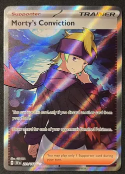 Pokemon Mortys Conviction 201/162 Full Art Scarlet Violet Temporal Forces NM - Image 1