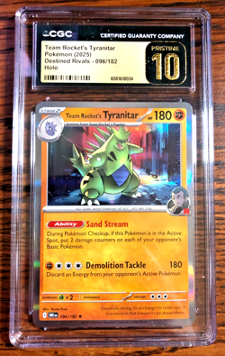 Team Rocket's Tyranitar Holo #096 - CGC PRISTINE 10 - Destined Rivals - Pokemon - Image 1