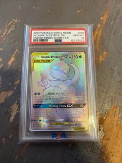 2019 POKEMON SUN & MOON UNIFIED MINDS #239 FULL ART/SLOWPOKE & PSYDUCK GX PSA 10 - Image 1
