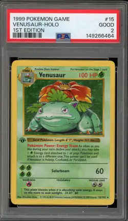 Pokemon Venusaur Base Set Shadowless 1st Edition Holo Rare #15 PSA 2 - Image 1