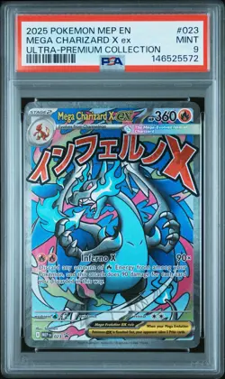2025 POKEMON MEP EN-ME BLACK STAR PROMO #023 MEGA CHARIZARD X EX PSA 9 - Image 1