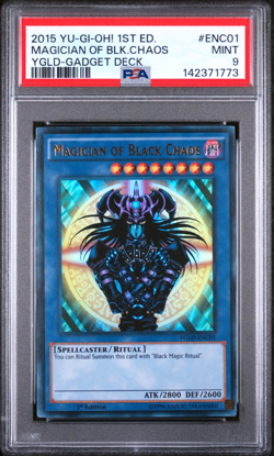 PSA 9 Mint HOLO MAGICIAN OF Black CHAOS 1ST EDITION Ultra Rare YGLD-ENC01 Yugioh - Image 1