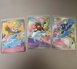 Pokemon First Partner Pack Promo Holo Cards Rowlet Popplio Litten Nintendo - Image 1
