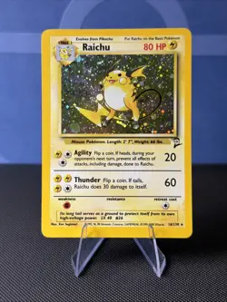 🔥 Raichu 16/130 Unlimited Holo Rare LP | Base Set 2 (1999) WOTC Pokemon Card - Image 1