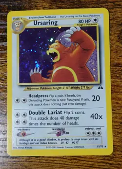 Ursaring 15/75 Neo Discovery Holobleed Error Misprint Pokemon Card LP + Swirl - Image 1