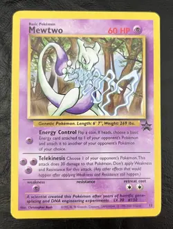 Pokemon TCG Mewtwo 12 WOTC Black Star Promo Christopher Rush 1998 - Image 1
