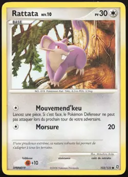 Carte Pokemon Rattata 103/132 Merveilles Secretes Francais - Image 1