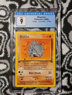 1999 Pokemon Jungle Rhyhorn #61 First Edition 1st Edition CGC 9 NM Mint - Image 1