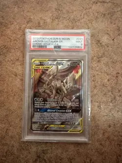 2019 POKEMON SUN & MOON COSMIC ECLIPSE FA/ARCEUS & DIALGA & PALKIA GX PSA 9 - Image 1