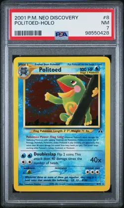 2001 POKEMON NEO DISCOVERY #8 POLITOED-HOLO PSA 7 - Image 1