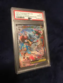 2025 Pokemon EN-Mega Evolution #179 MEGA LUCARIO ex PSA 10 - Image 1