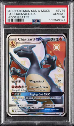 2019 POKEMON SUN & MOON HIDDEN FATES #SV49 FULL ART/CHARIZARD GX PSA 10 - Image 1