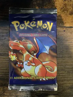 Pokemon Base Set Booster Pack Charizard Artwork Sealed 11 Cards English Vintage - Image 1