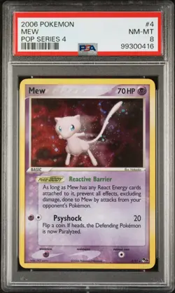 2006 Mew Holo Pop Series #4/17 Pokemon Card PSA 8 NM MINT - Image 2