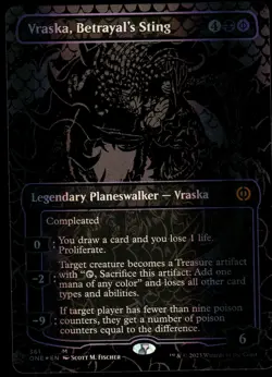 1x Foil Vraska, Betrayal's Sting (Oil Slick Raised Foil) - Phyrexia: All Will Be - Image 1