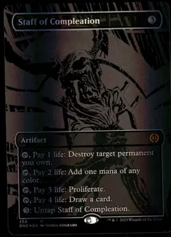 1x Foil Staff of Compleation (Oil Slick Raised Foil) - Phyrexia: All Will Be One - Image 1